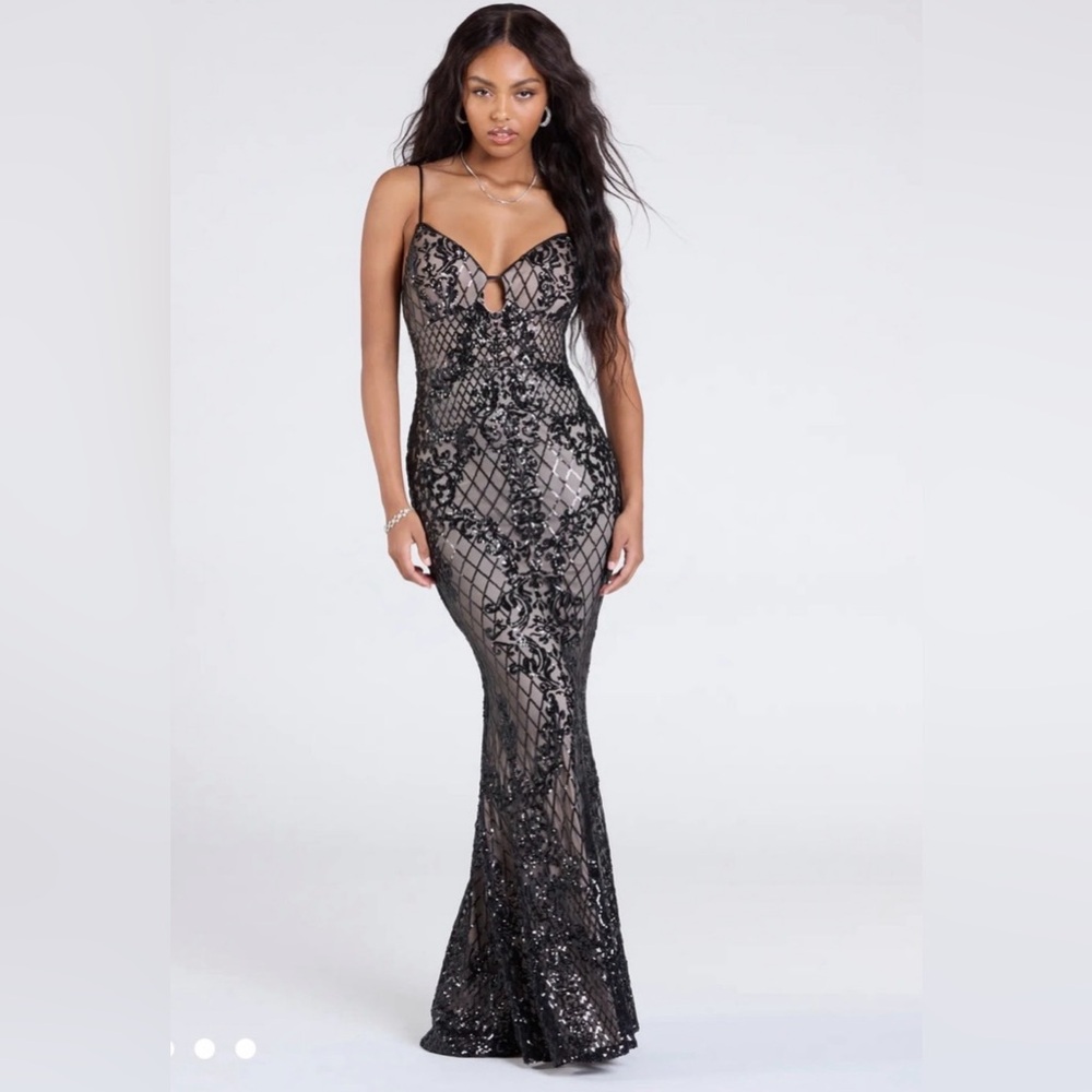 Windsor Black Sequin Lace Maxi Dress